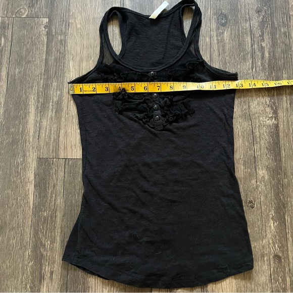 Color Story Black Sleeveless Ruffled Buttoned Round Neck Fitted Tank Top Shirt S - Picture 10 of 10